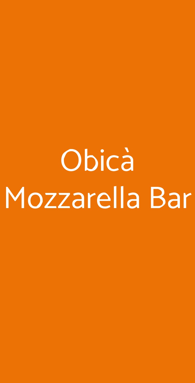 Obicà Mozzarella Bar Milano menù 1 pagina