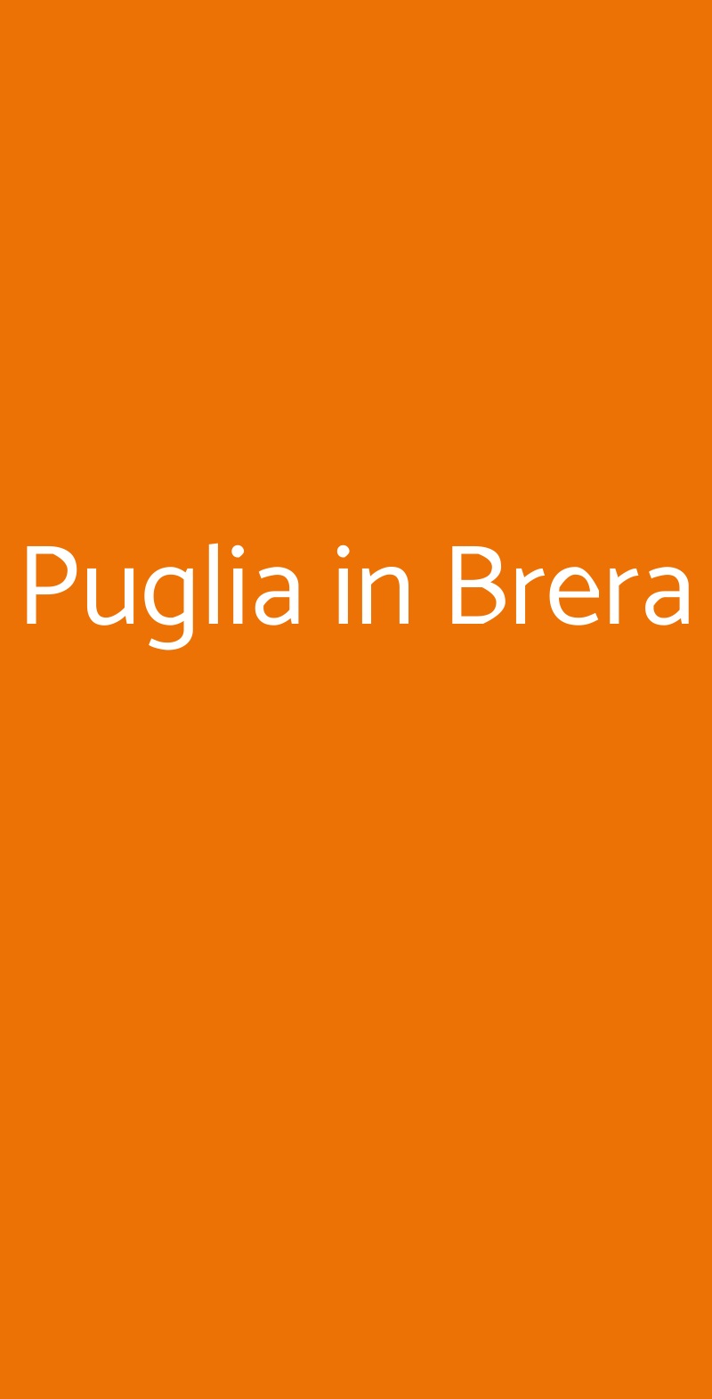 Puglia in Brera Milano menù 1 pagina