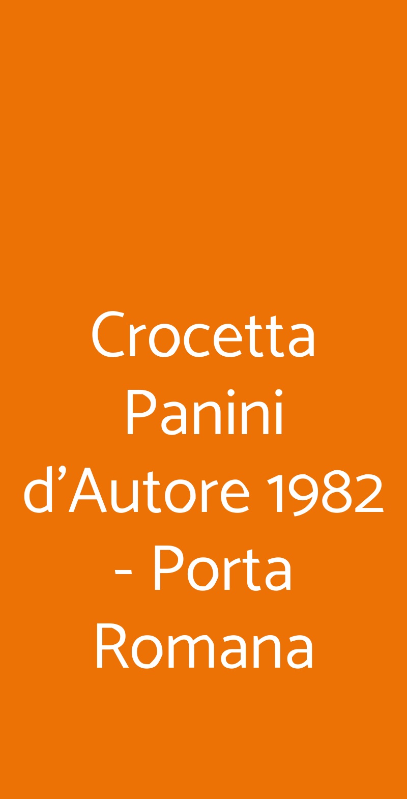 Crocetta Panini d'Autore 1982 - Porta Romana Milano menù 1 pagina
