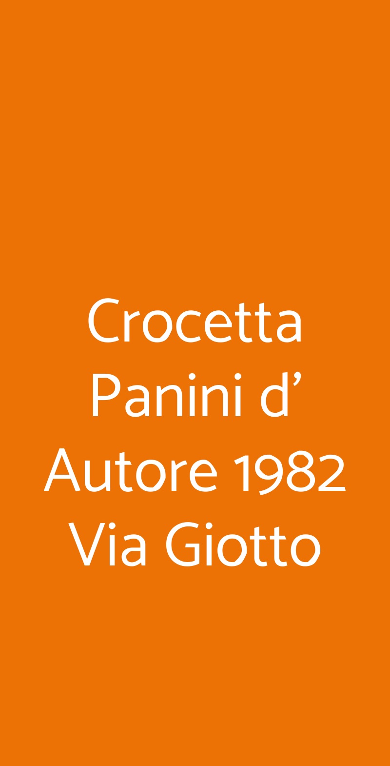 Crocetta Panini d' Autore 1982 Via Giotto Milano menù 1 pagina