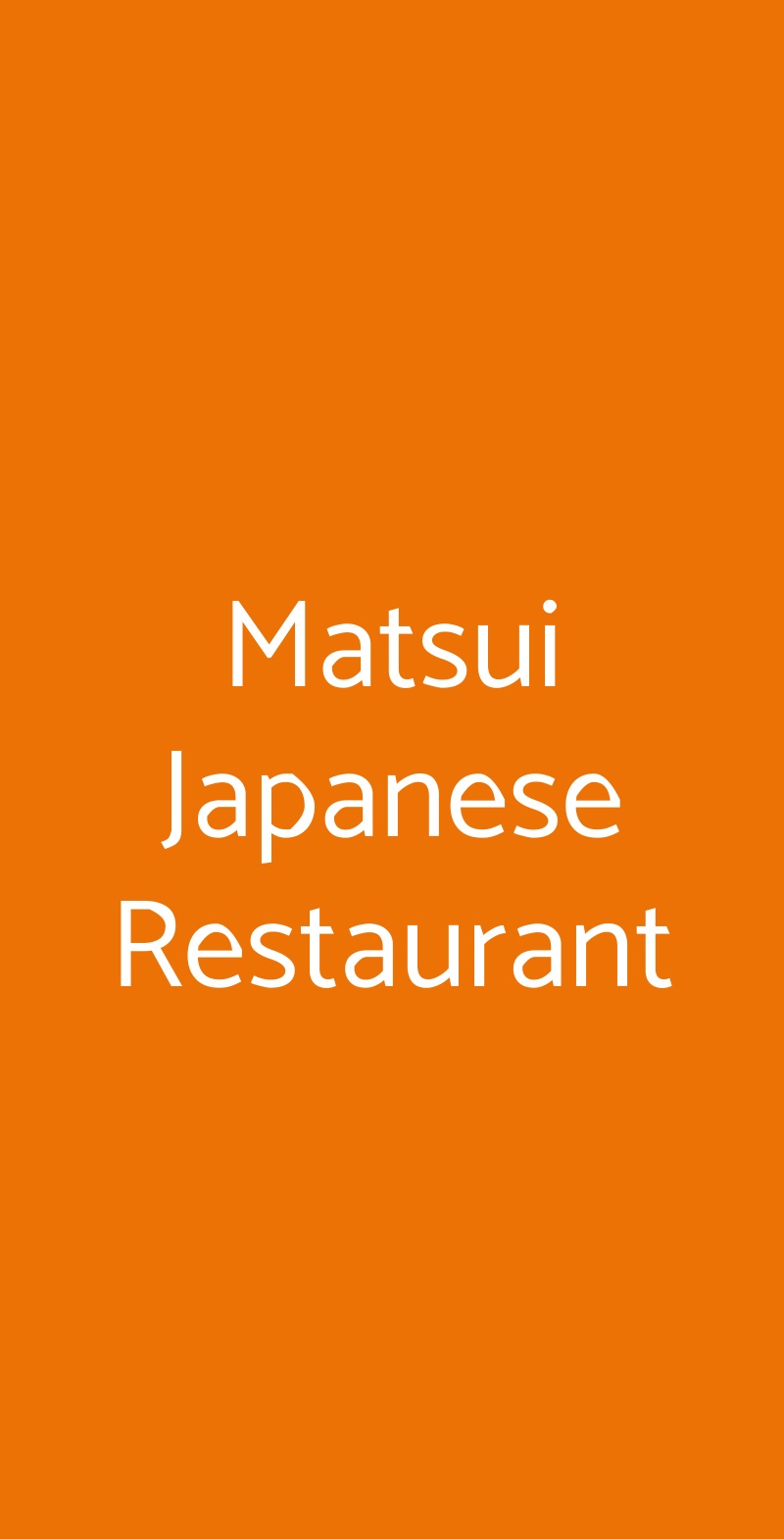 Matsui Japanese Restaurant Milano menù 1 pagina