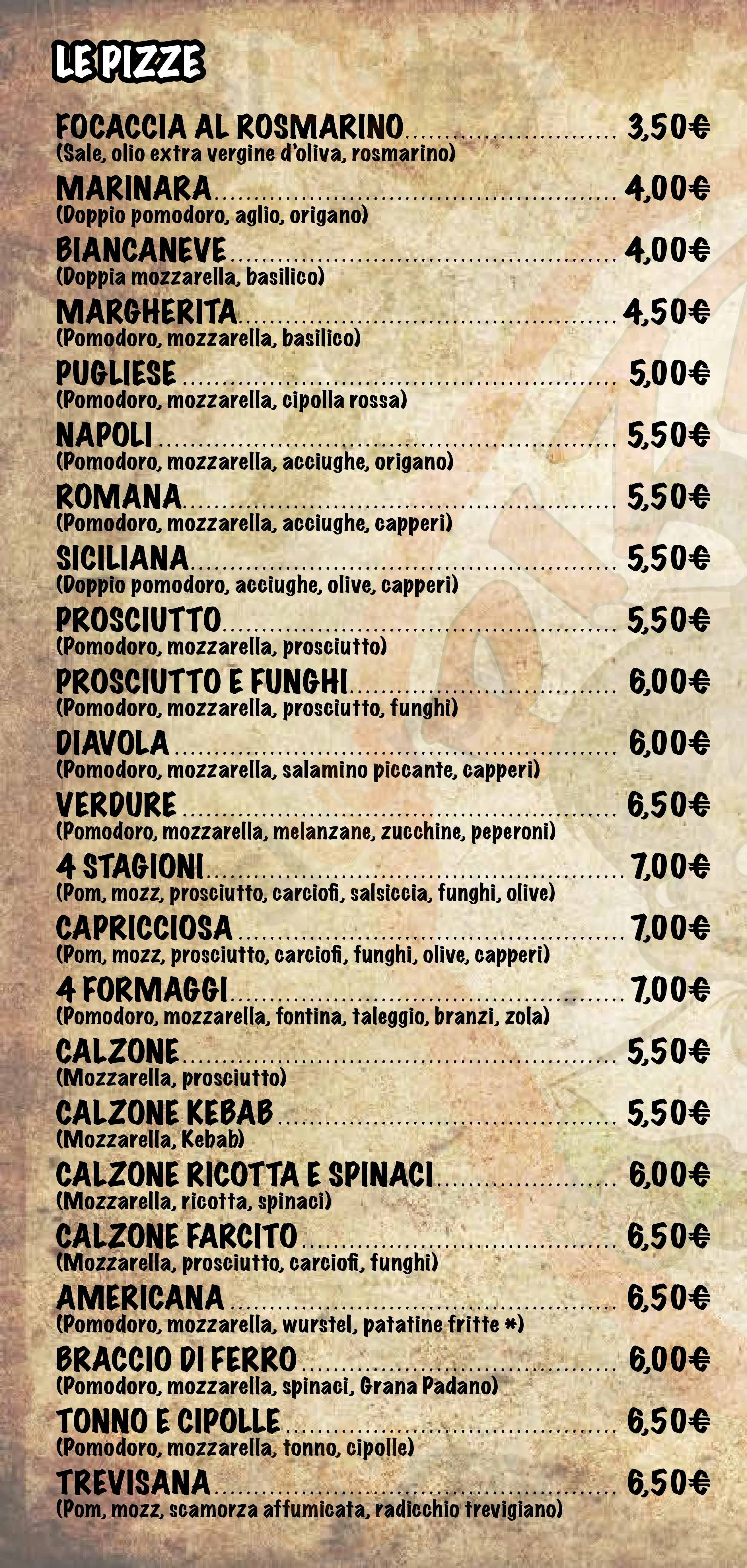Pizza & Fichi Serina menù 1 pagina