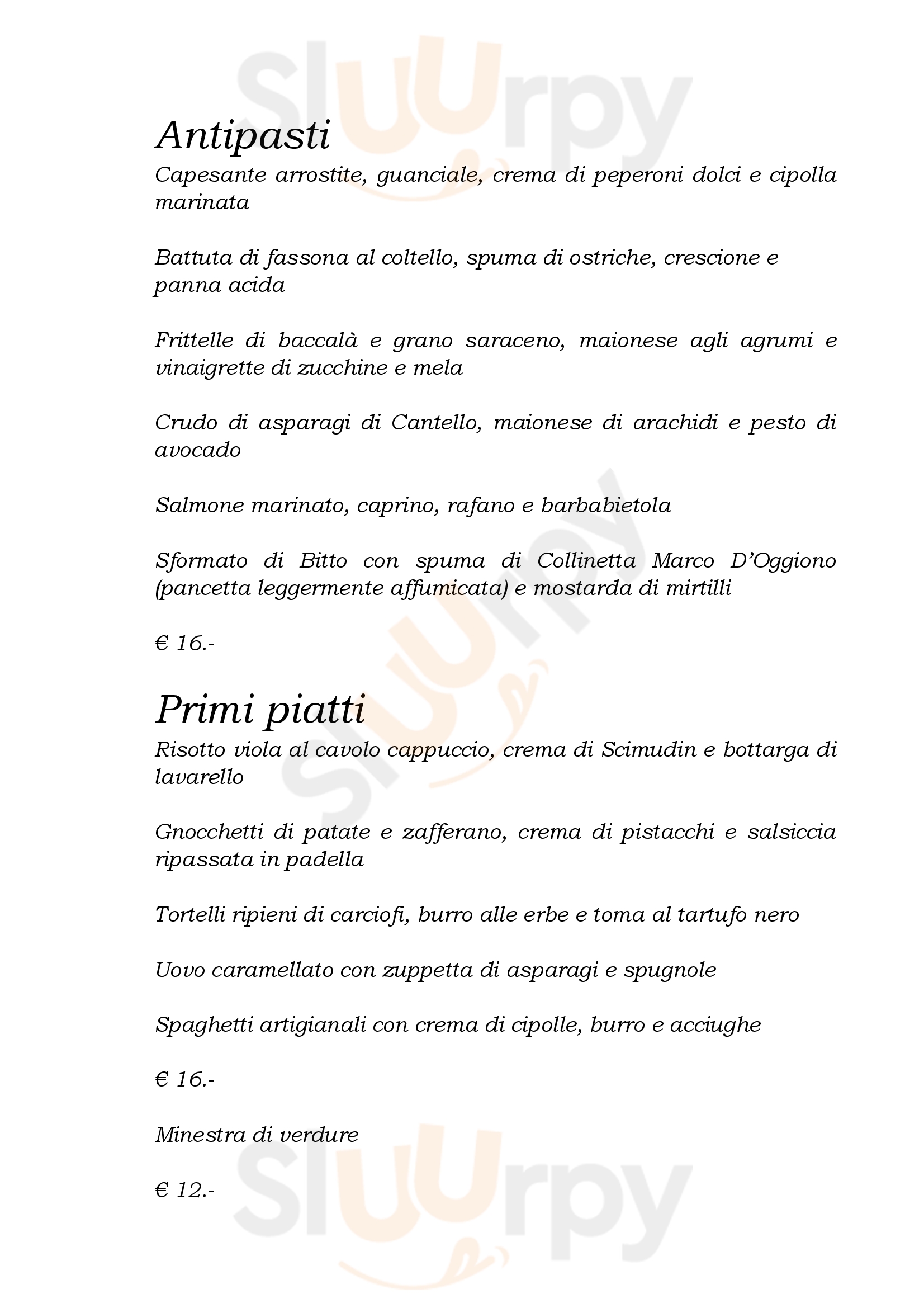 Florence Restaurant Bellagio menù 1 pagina