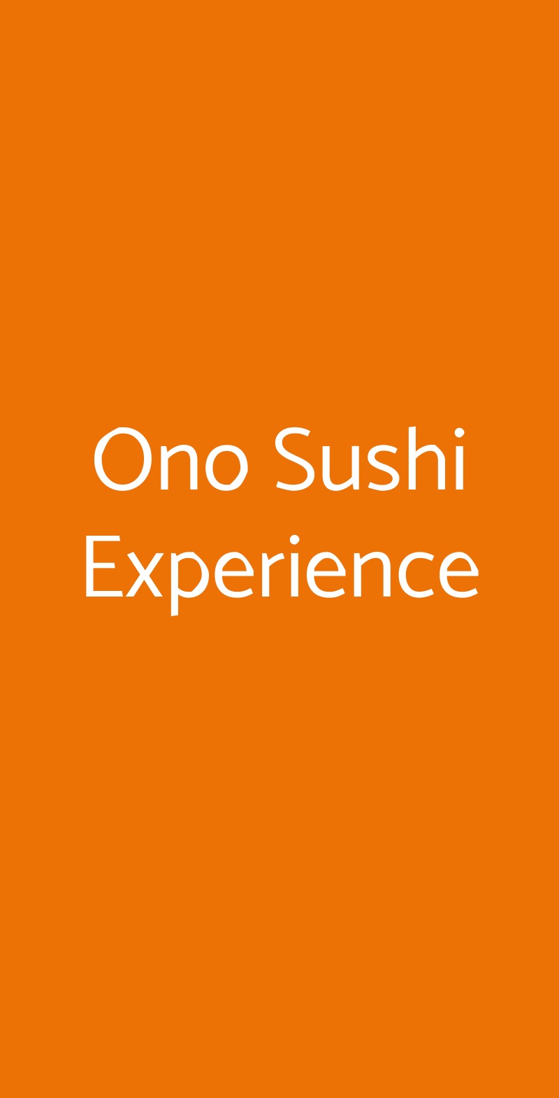 Ono Sushi Experience Milano menù 1 pagina