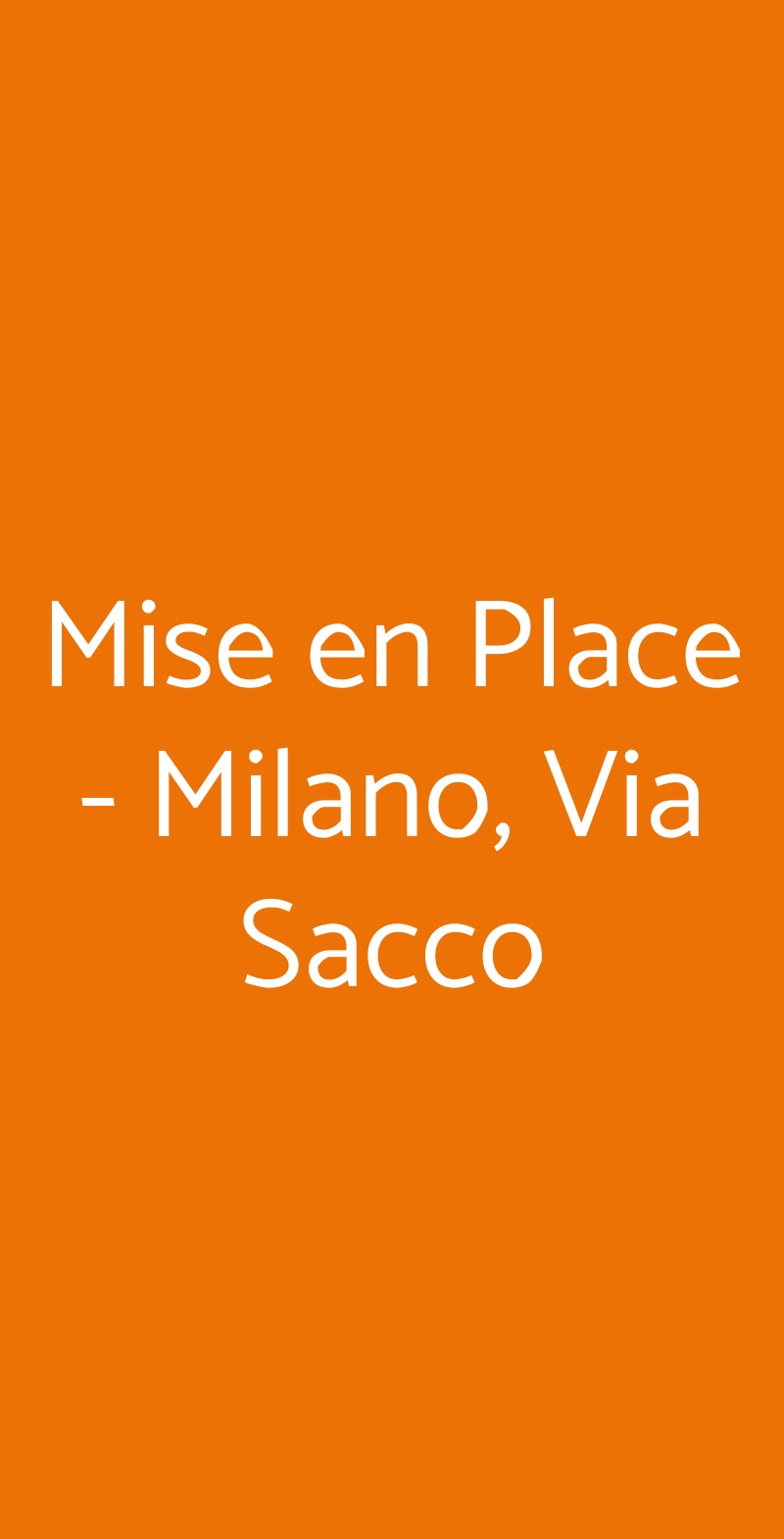 Mise en Place - Milano, Via Sacco Milano menù 1 pagina
