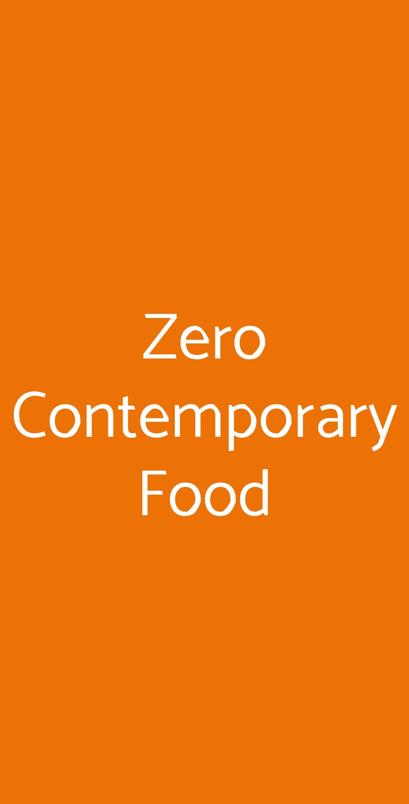 Zero Contemporary Food Milano menù 1 pagina