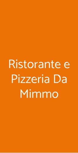 Ristorante E Pizzeria Da Mimmo, Milano