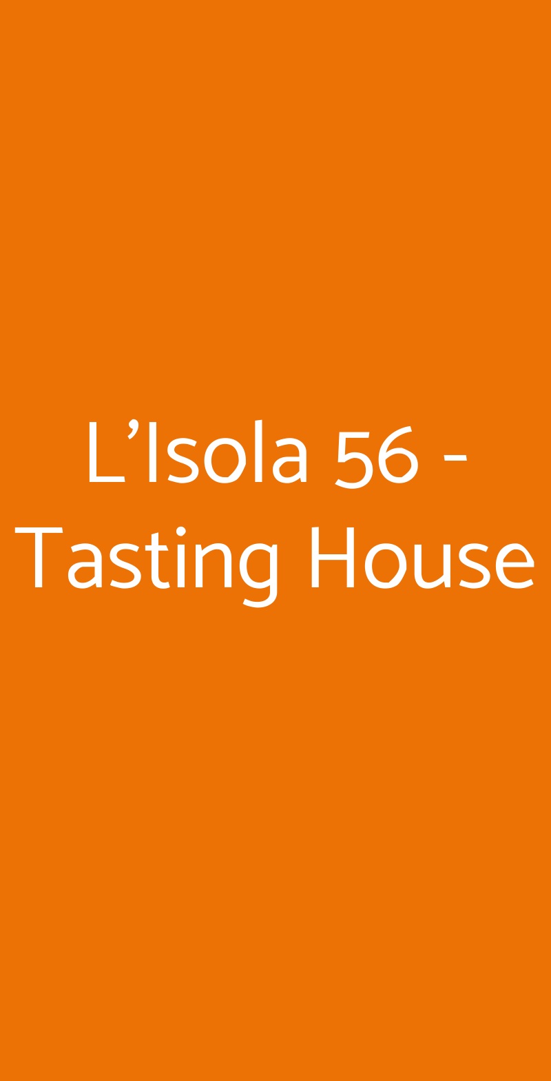 L'Isola 56 - Tasting House Milano menù 1 pagina