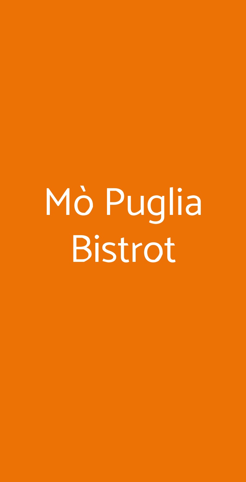 Mò  Puglia Bistrot Milano menù 1 pagina