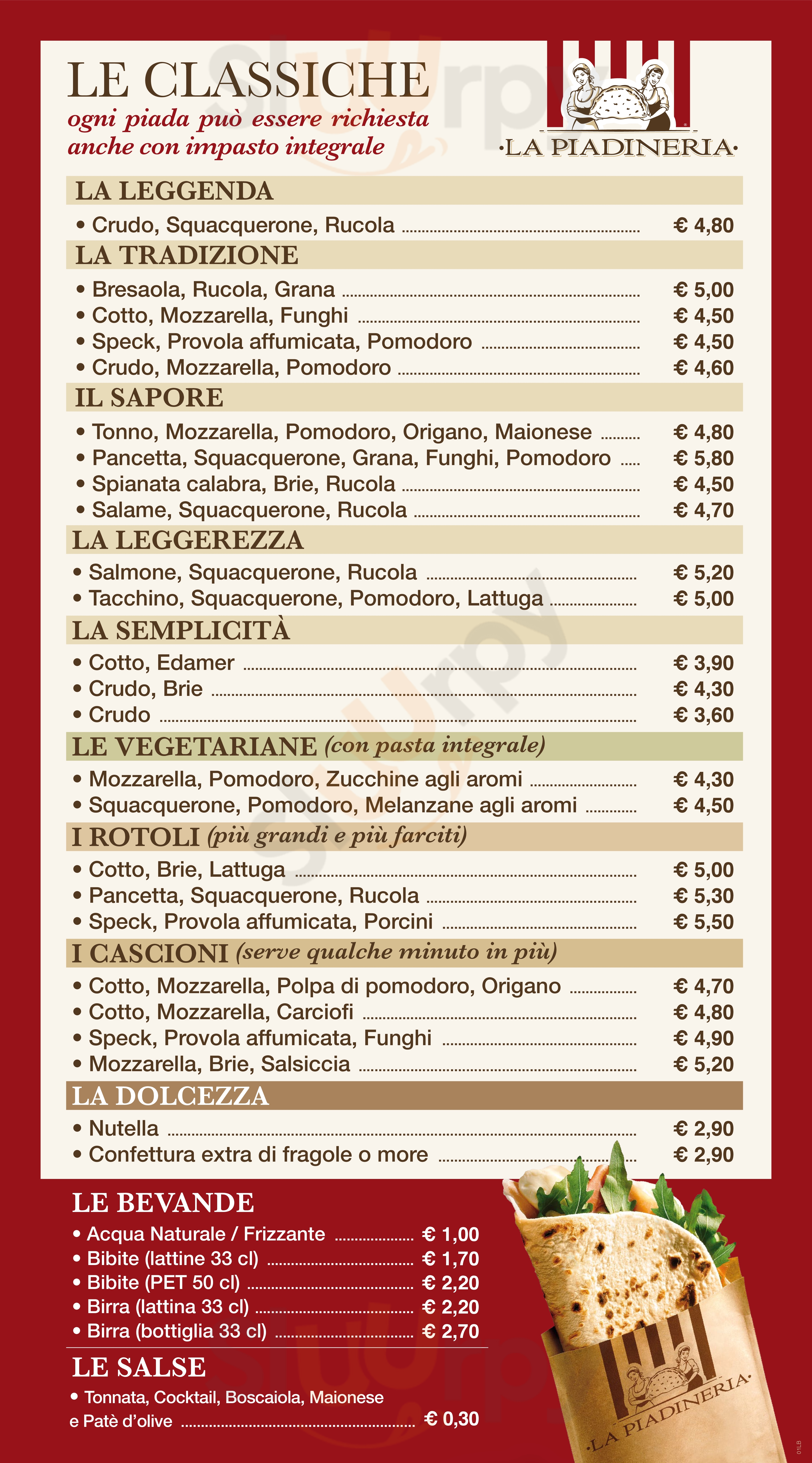 La Piadineria Solferino  Brescia menù 1 pagina
