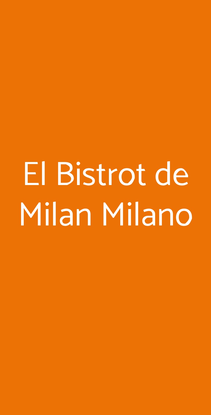 El Bistrot de Milan Milano Milano menù 1 pagina