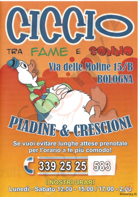 CICCIO Bologna menù 1 pagina