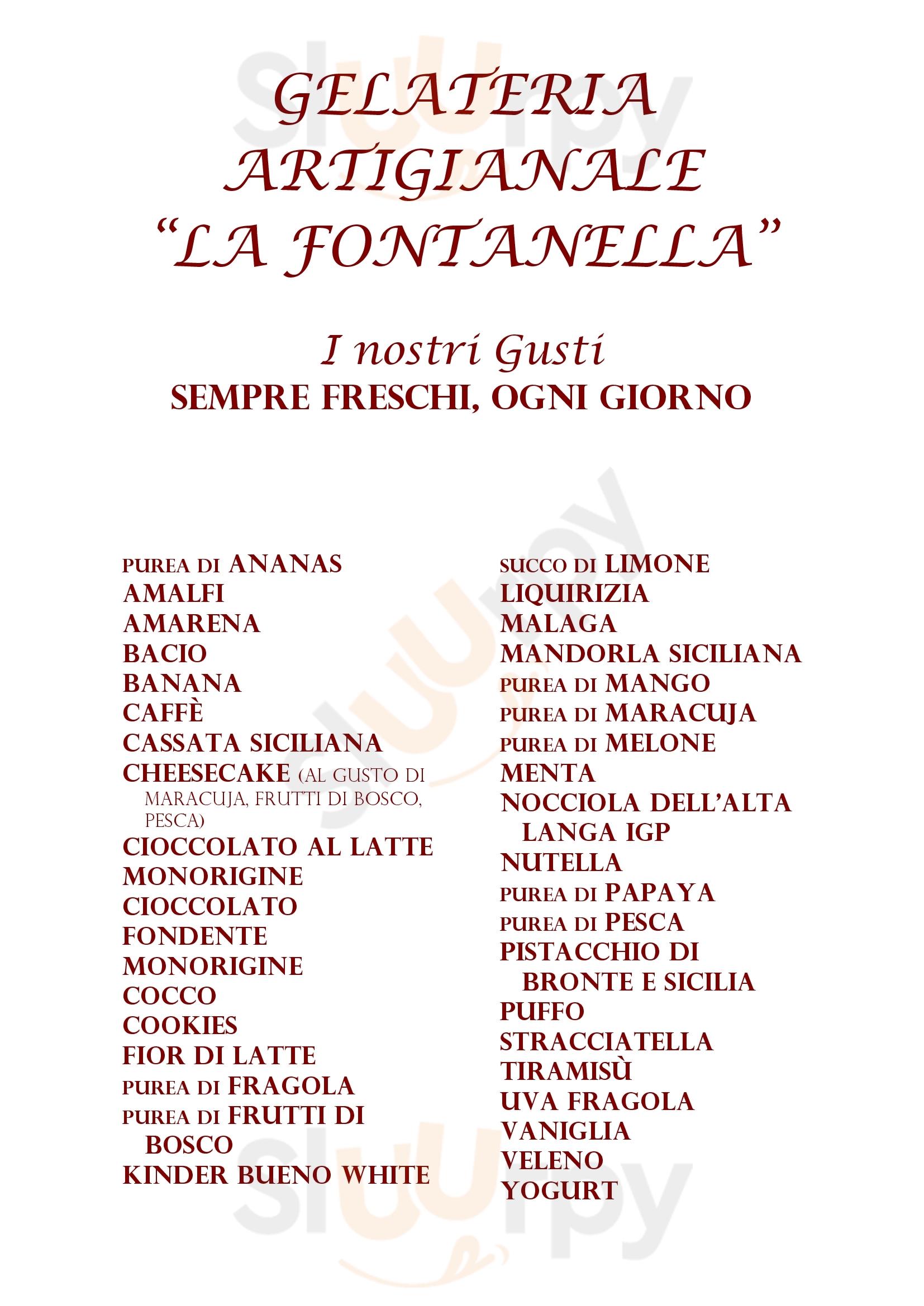 Gelateria La Fontanella Carugate menù 1 pagina