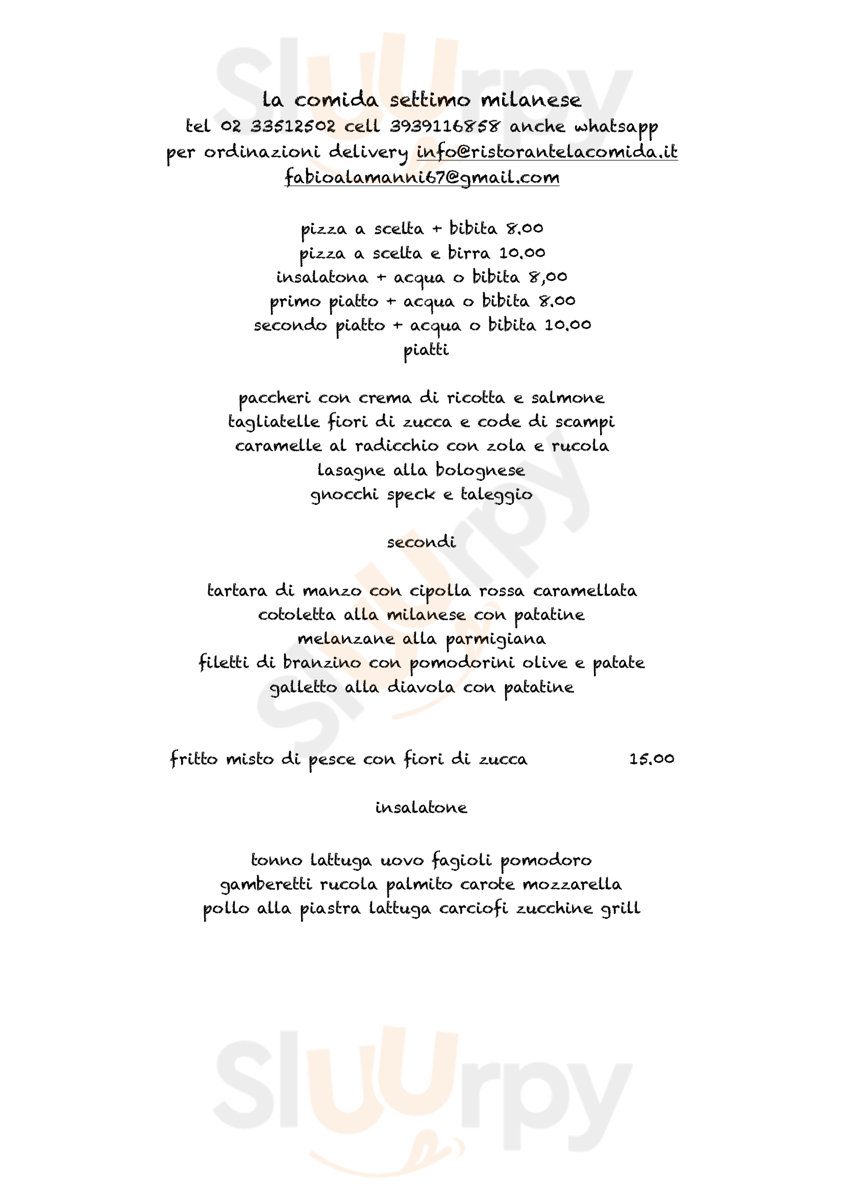 La Comida Settimo Milanese menù 1 pagina
