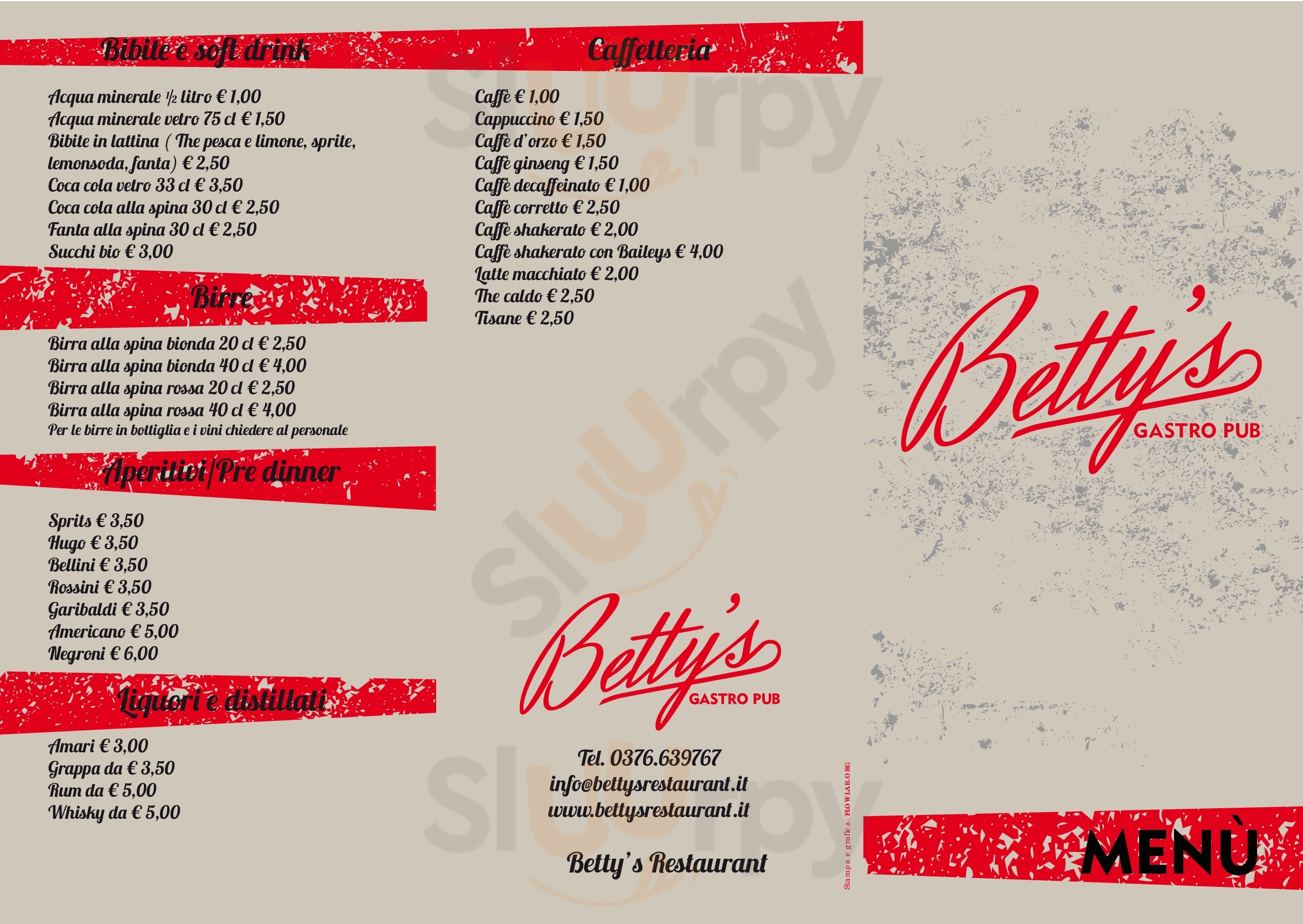Betty's Castiglione Delle Stiviere menù 1 pagina