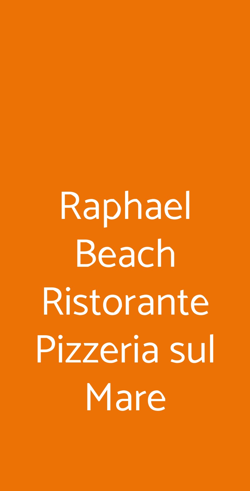 Raphael Beach Ristorante Pizzeria sul Mare Civitanova Marche menù 1 pagina