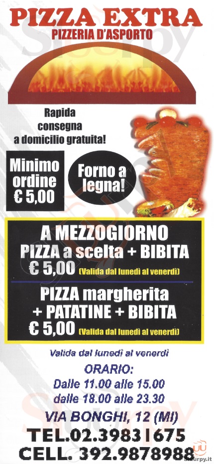 PIZZA EXTRA Milano menù 1 pagina