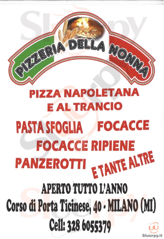 Pizzeria della Nonna Milano menù 1 pagina
