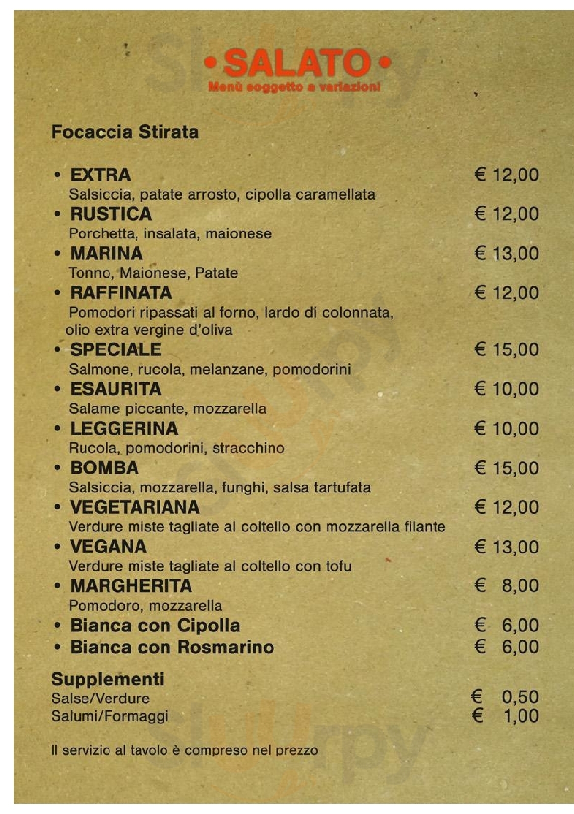 focacceria extra89 Senigallia menù 1 pagina