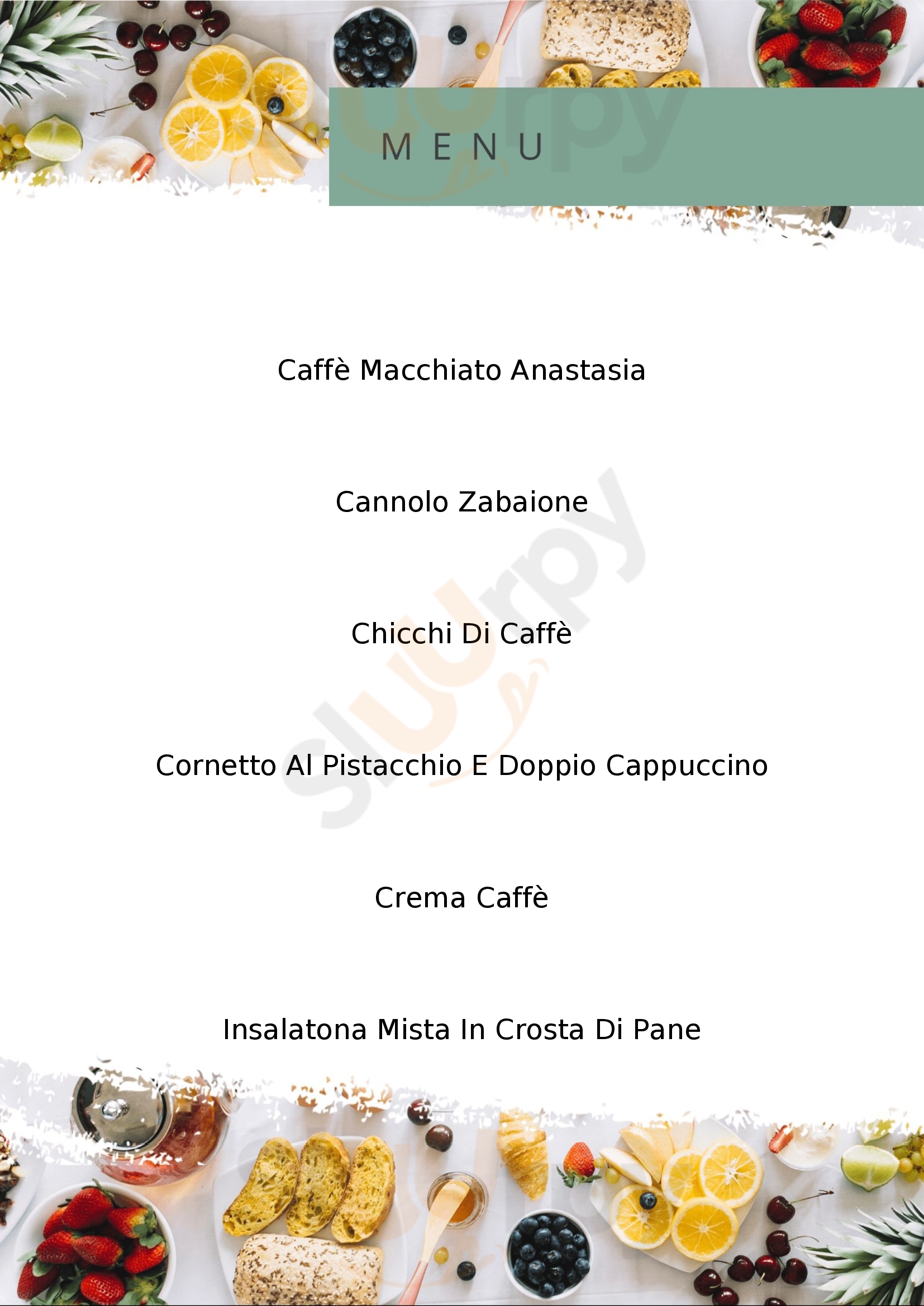Caffe Sole Torino menù 1 pagina