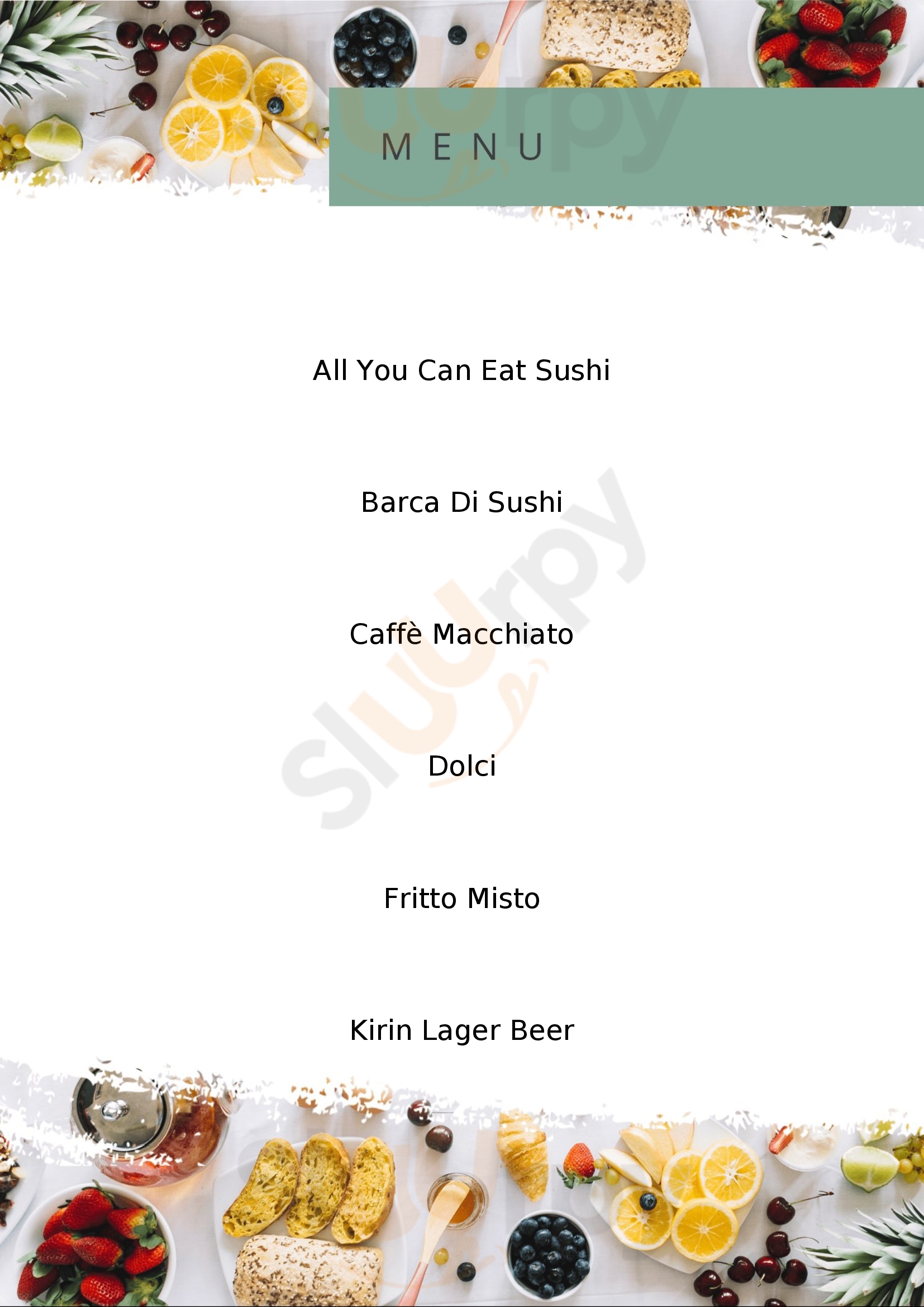 Sushi Yu Torino menù 1 pagina