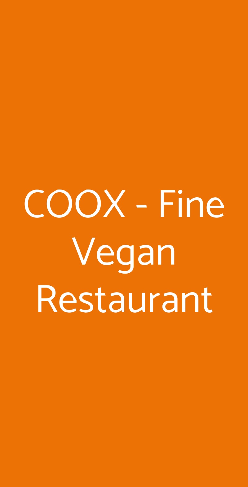 COOX - Fine Vegan Restaurant Torino menù 1 pagina
