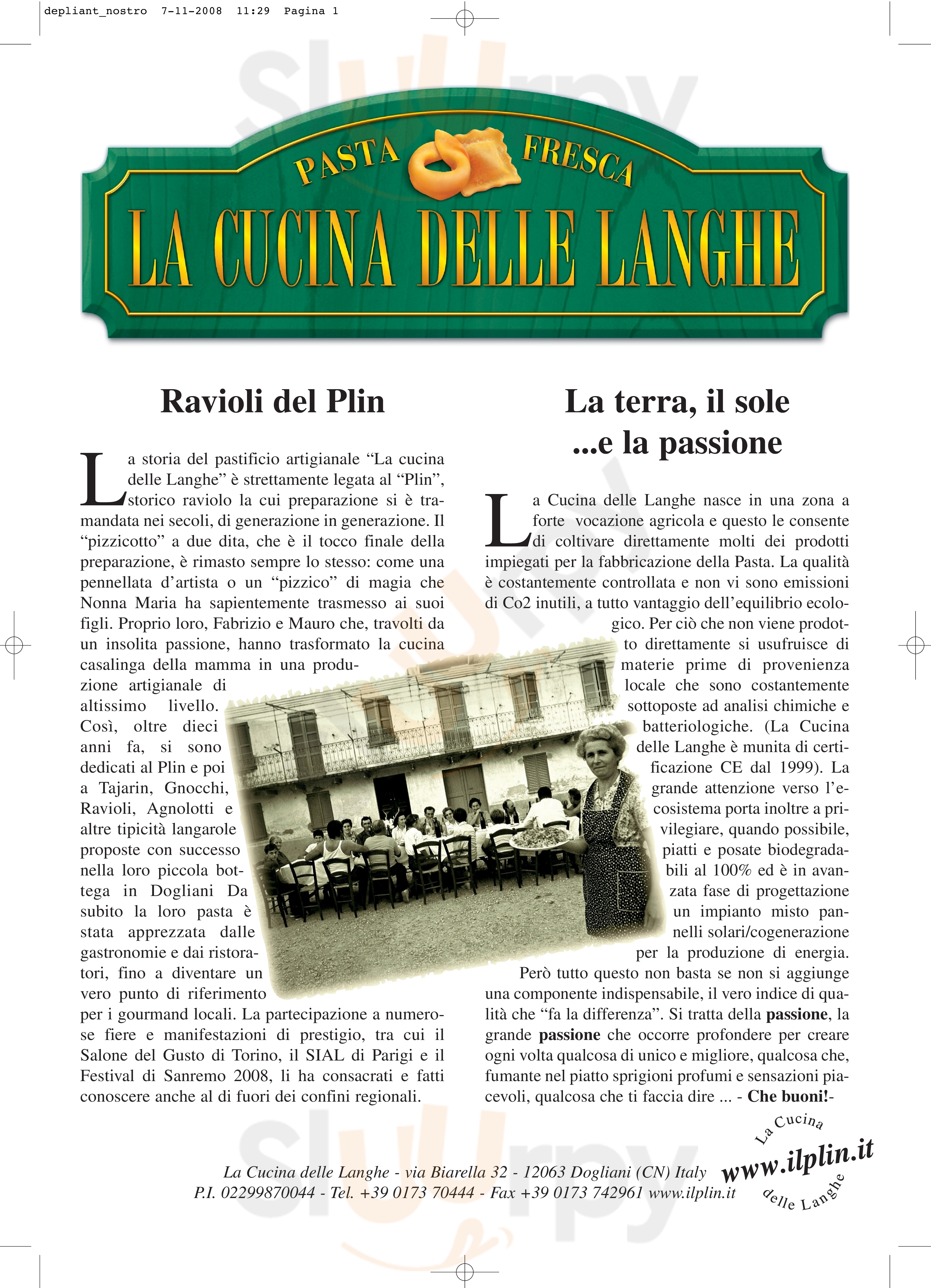 La Cucina Delle Langhe Dogliani menù 1 pagina