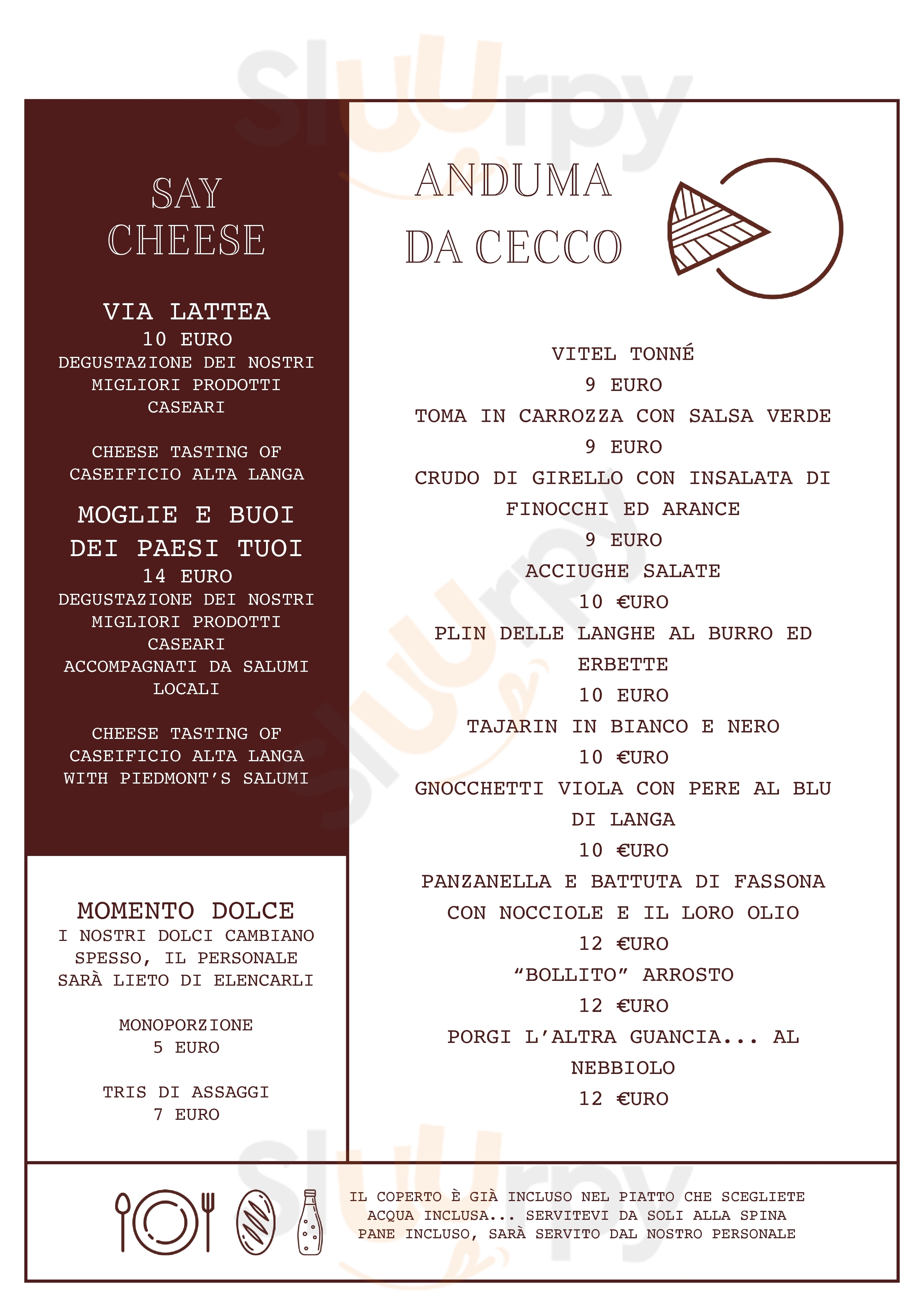 Osteria Da Cecco Bosia menù 1 pagina