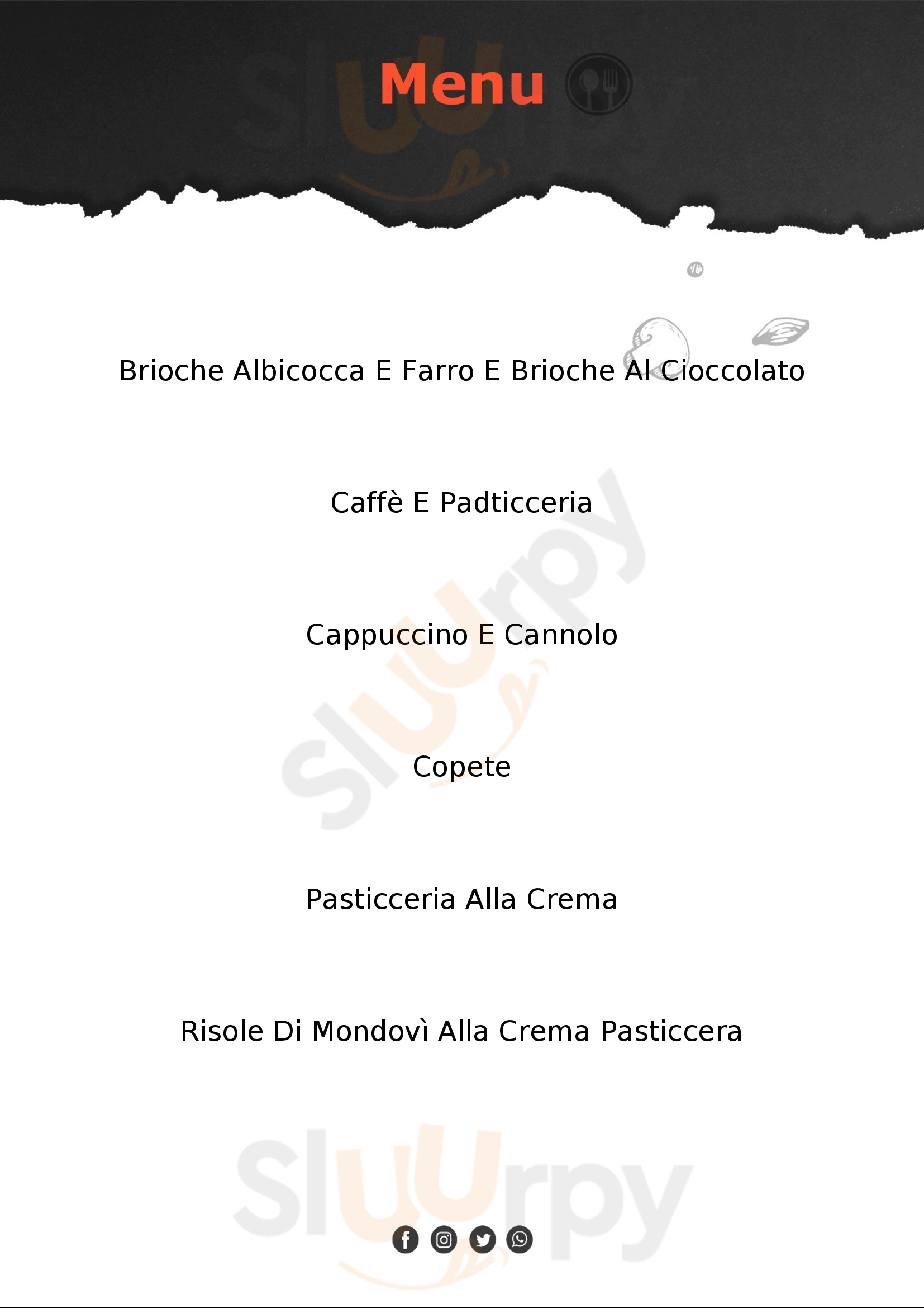 Pasticceria Bar Comino Mondovi menù 1 pagina