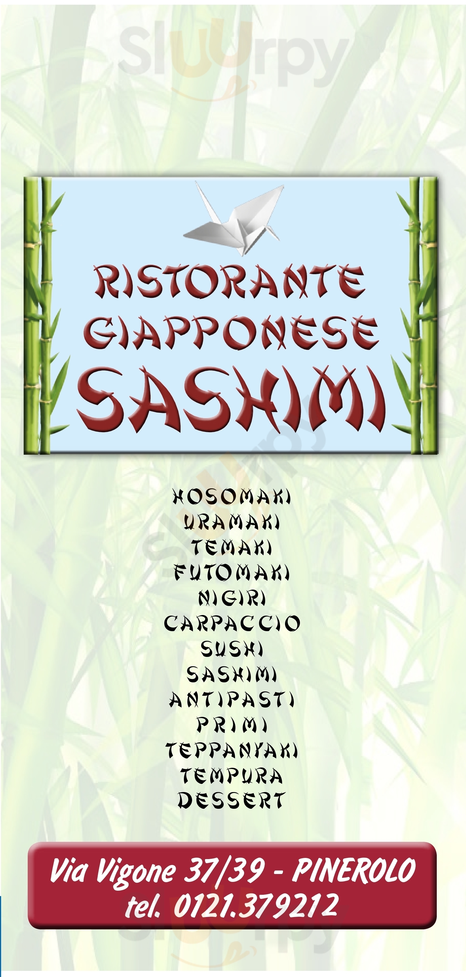 Ristorante Sashimi Pinerolo menù 1 pagina