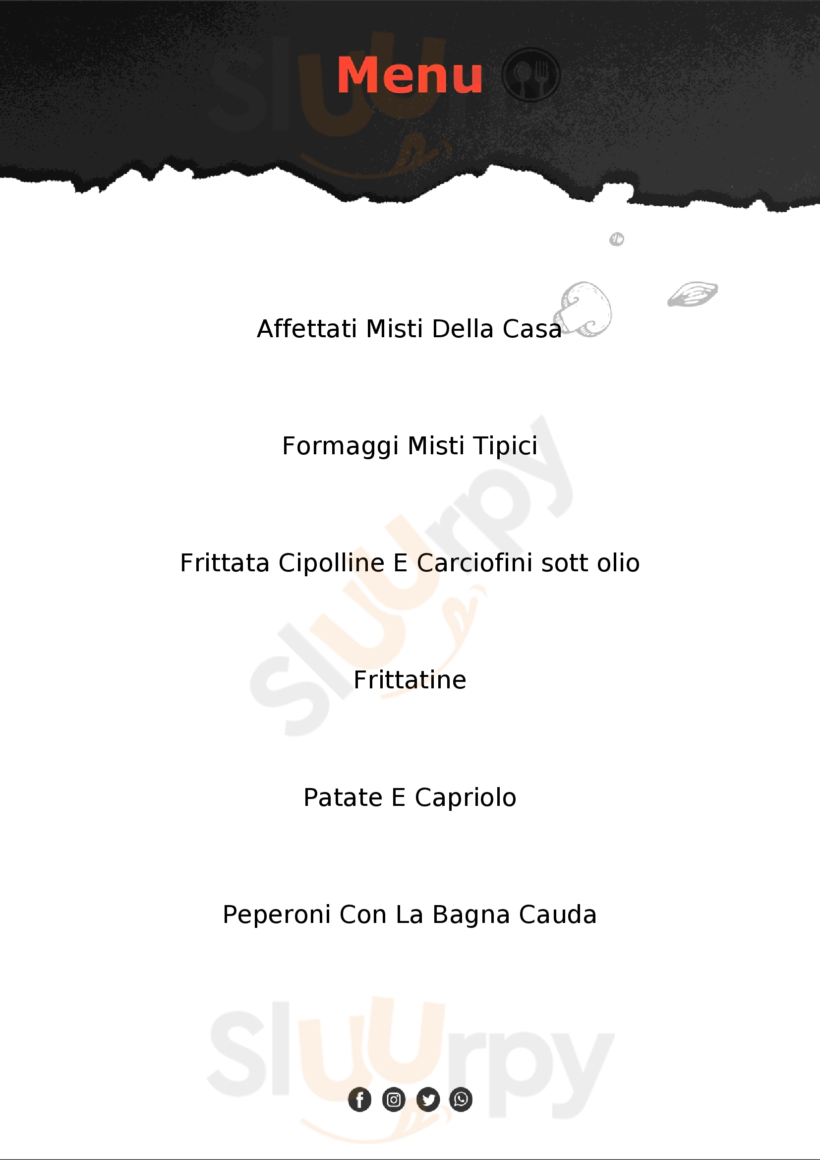 Locanda del Cacciatore Cravagliana menù 1 pagina