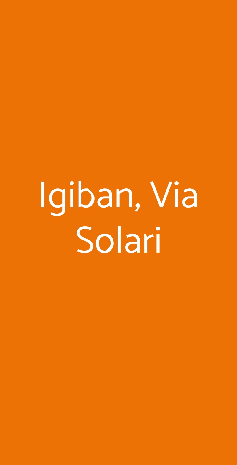Igiban, Via Solari Milano menù 1 pagina