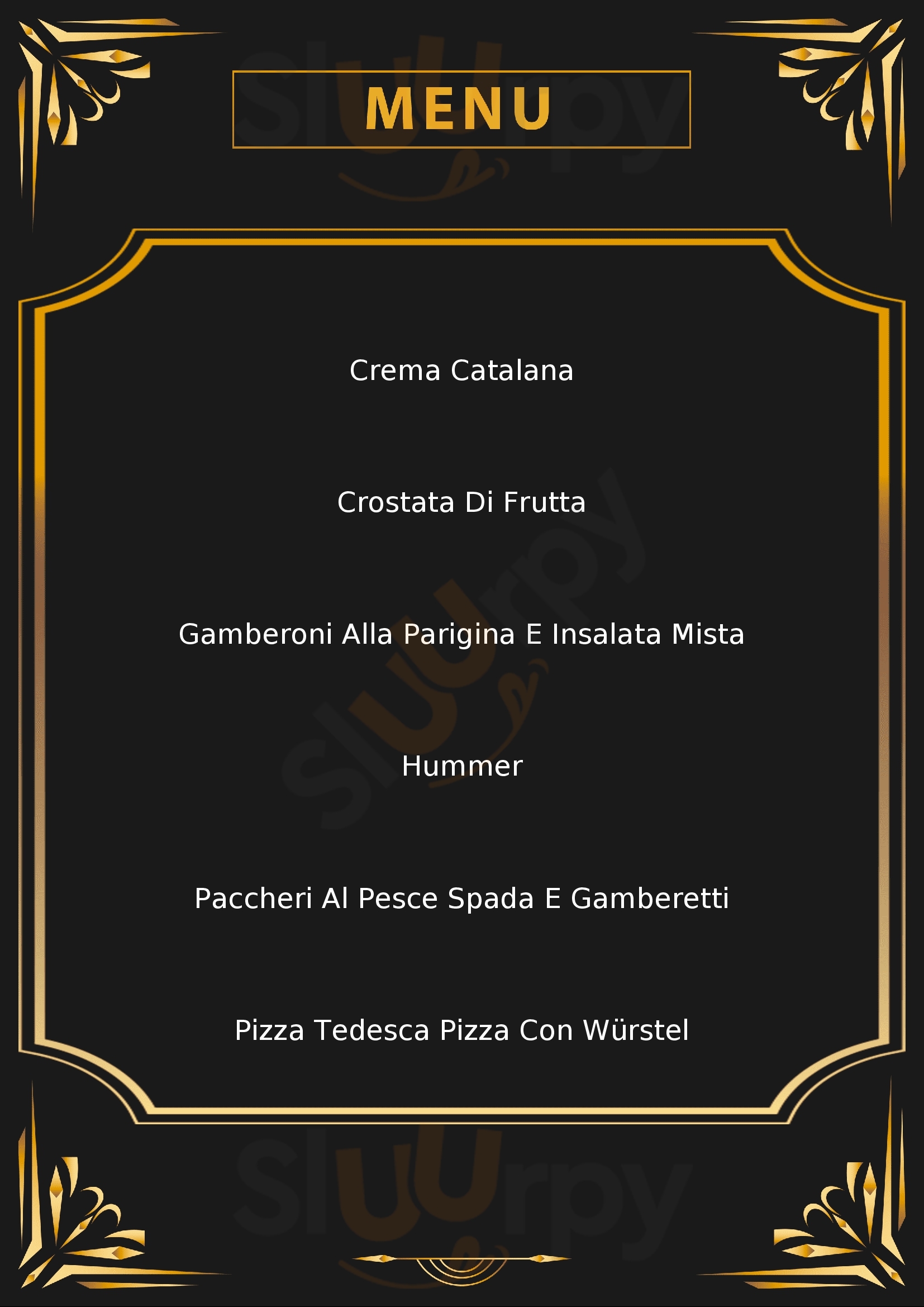 Ristorante pizzeria "L'Acquario" Santhia menù 1 pagina