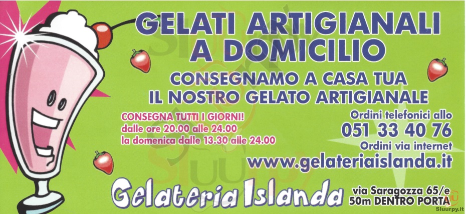 Gelateria Islanda Bologna menù 1 pagina