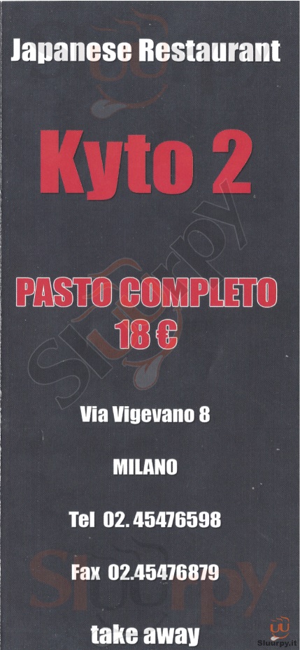 Kyto 2 Milano menù 1 pagina