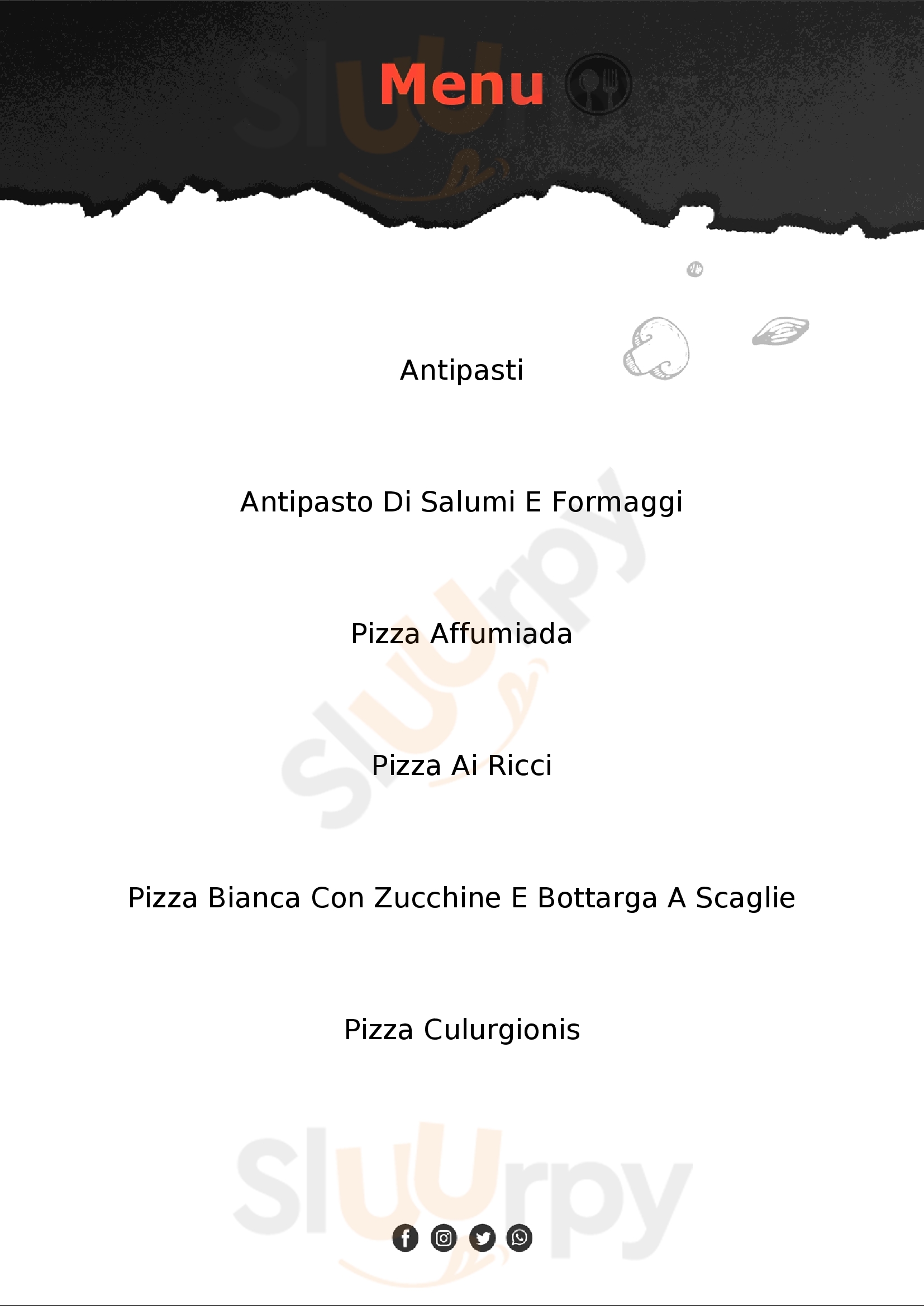 Pizzeria Sa Tracca Cagliari menù 1 pagina