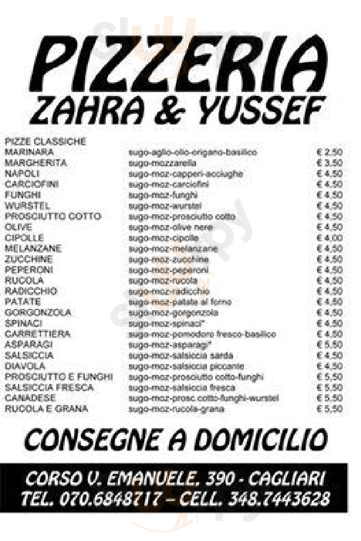 Pizzeria Zahra E Yussef Cagliari menù 1 pagina