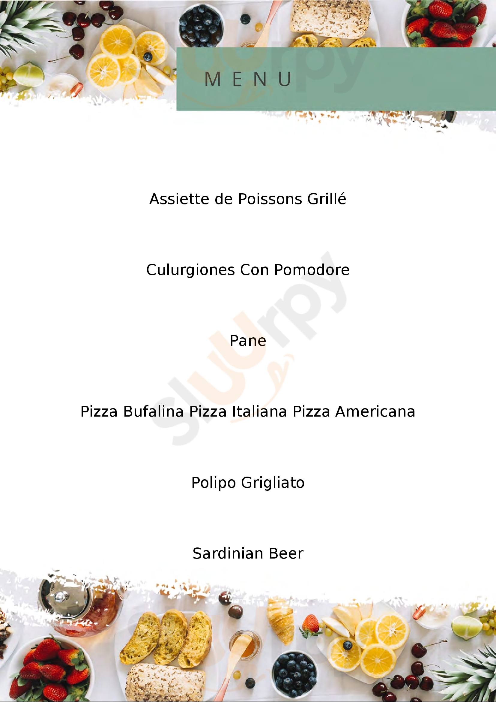 Marana Cafè - Ristorante - Pizzeria. Golfo Aranci menù 1 pagina