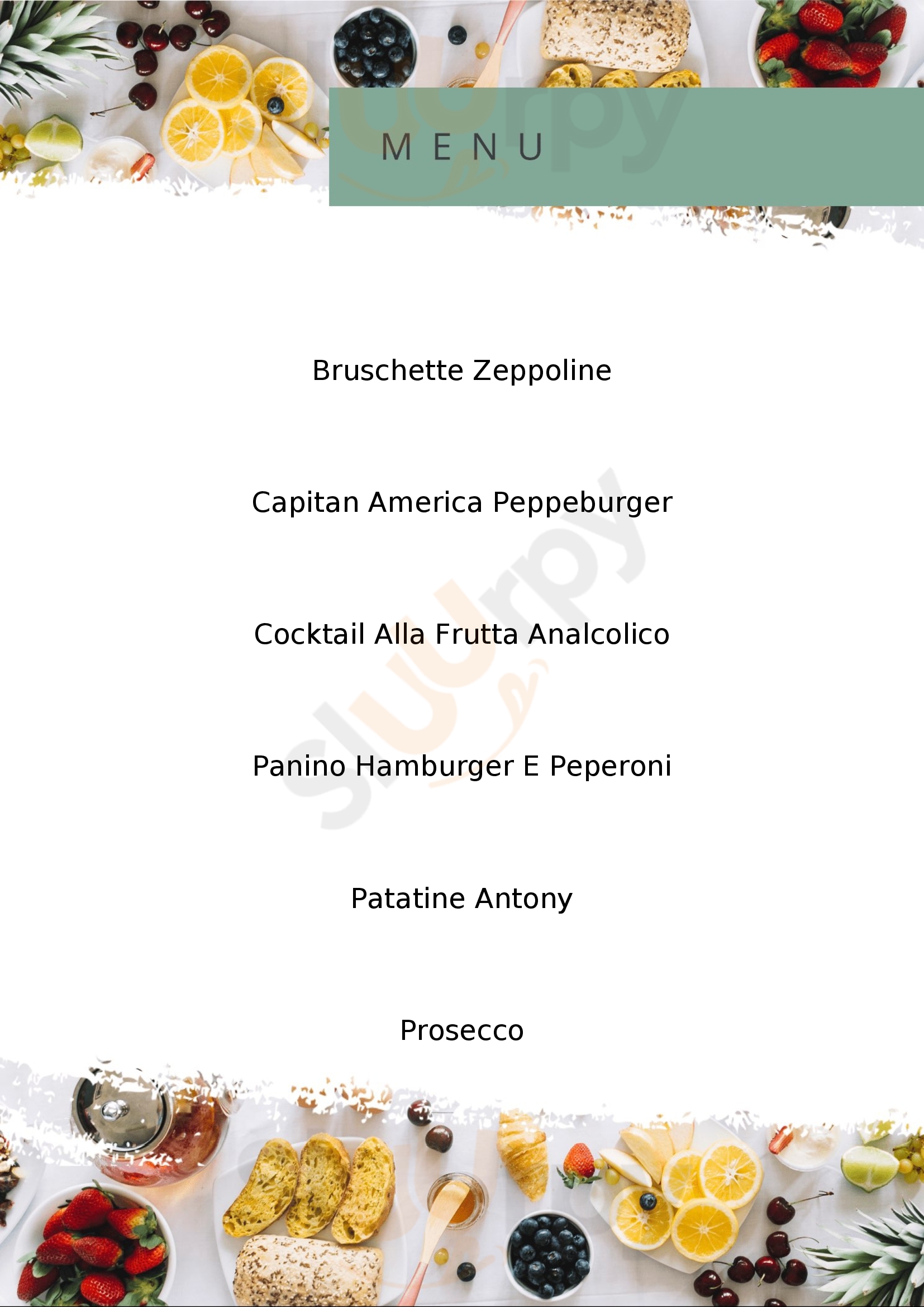 Antony Drink & Food Napoli menù 1 pagina