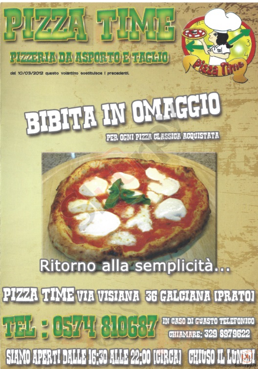 PIZZA TIME Prato menù 1 pagina