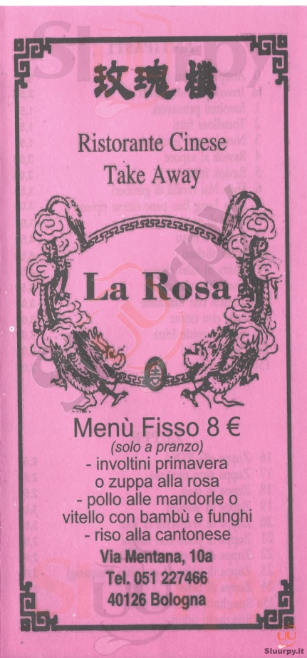 La Rosa Bologna menù 1 pagina