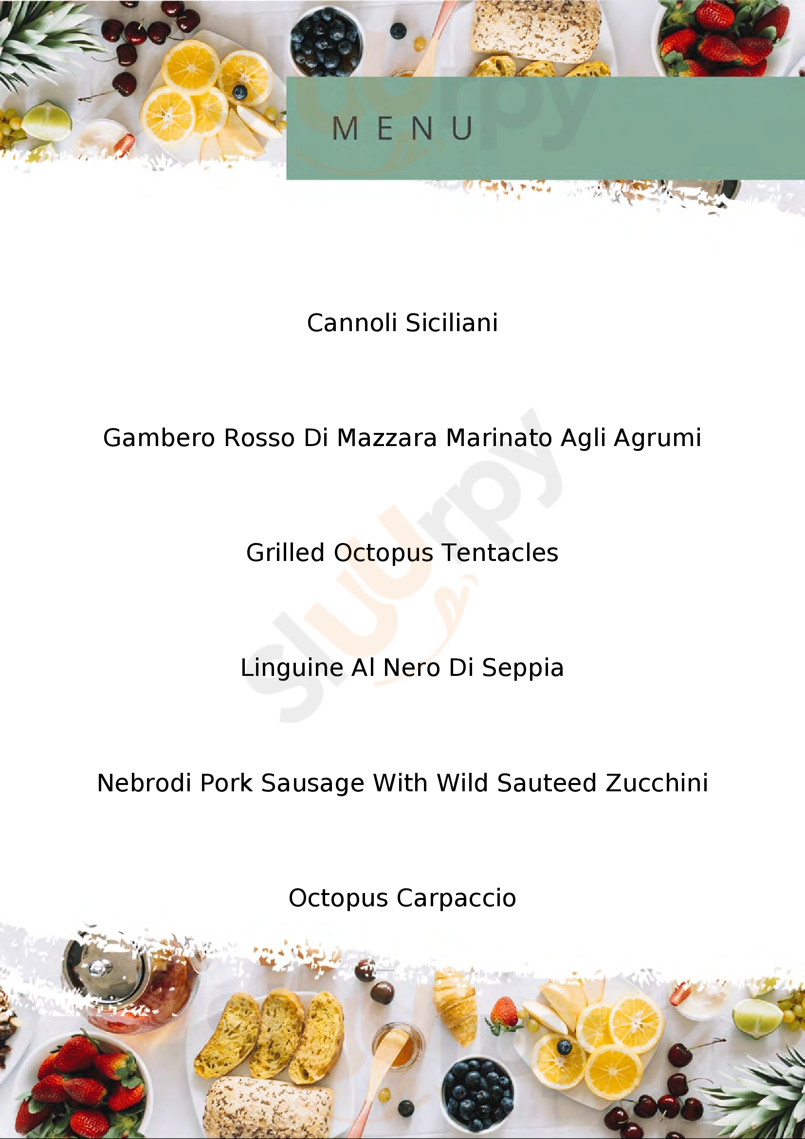 Osteria Nero D'avola Taormina menù 1 pagina