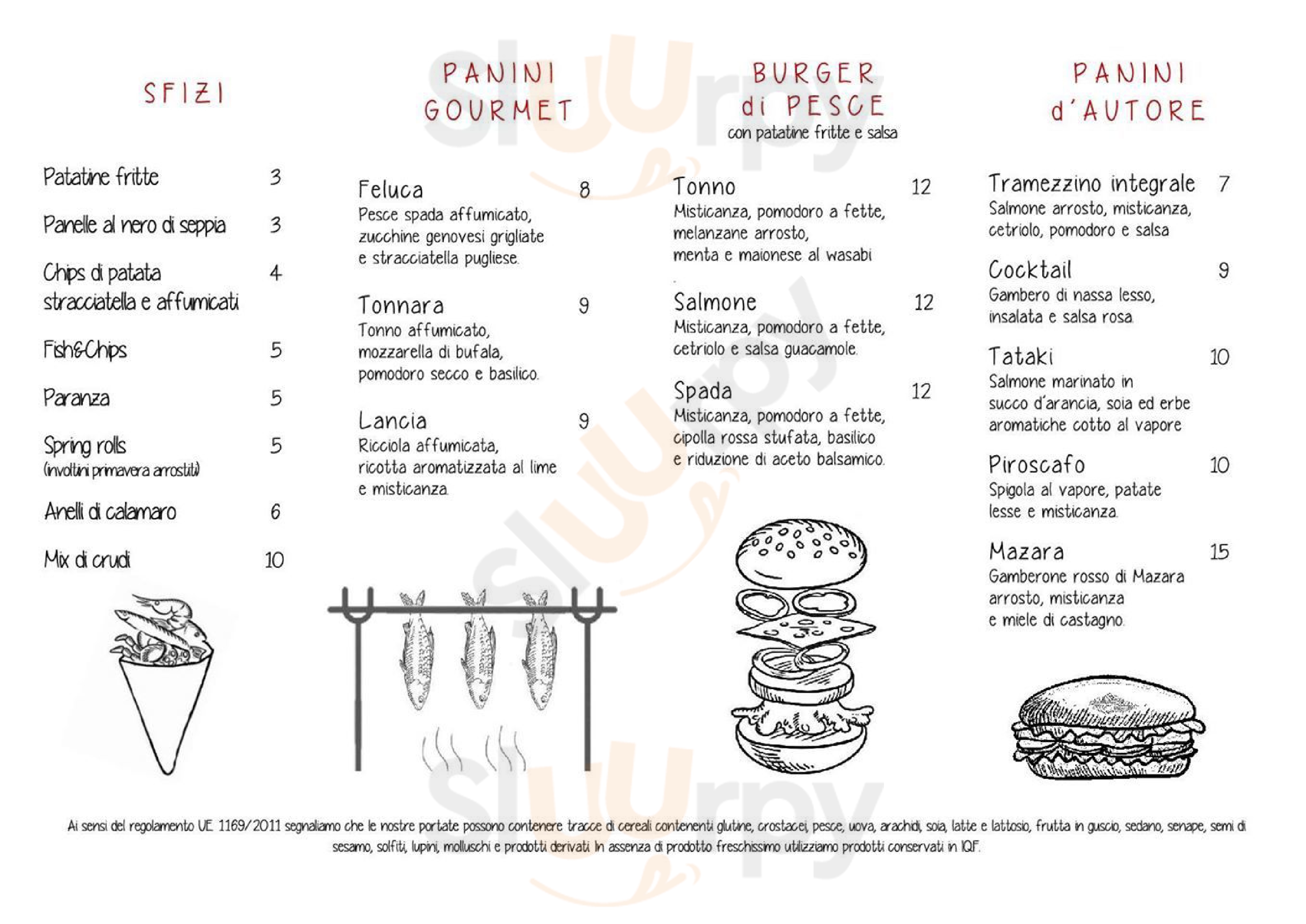 Paranza fish&wine Palermo menù 1 pagina
