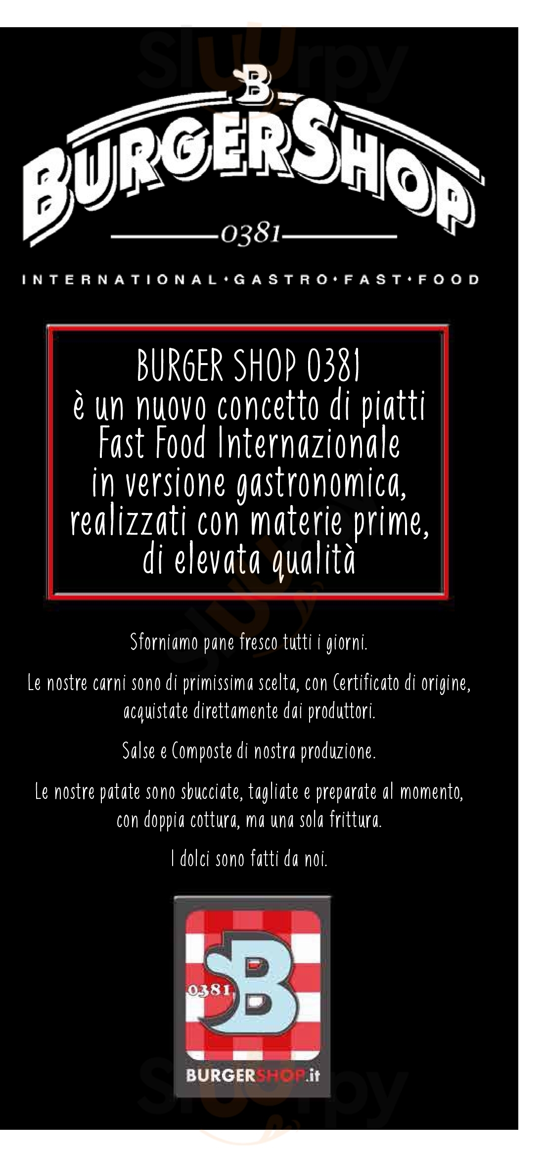 Burger Shop Vigevano menù 1 pagina