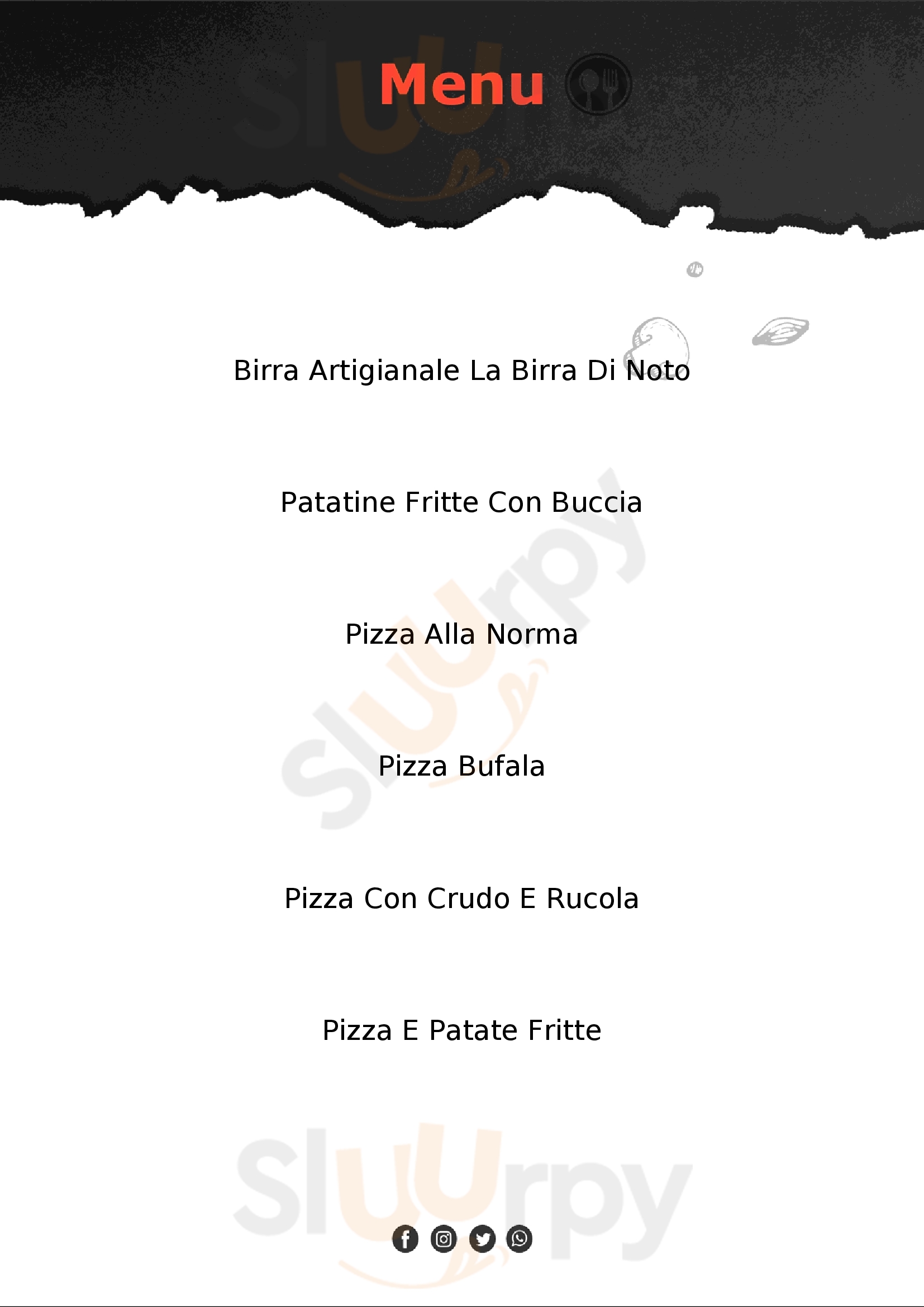 Pizzeria Orto di Santa Chiara Noto menù 1 pagina