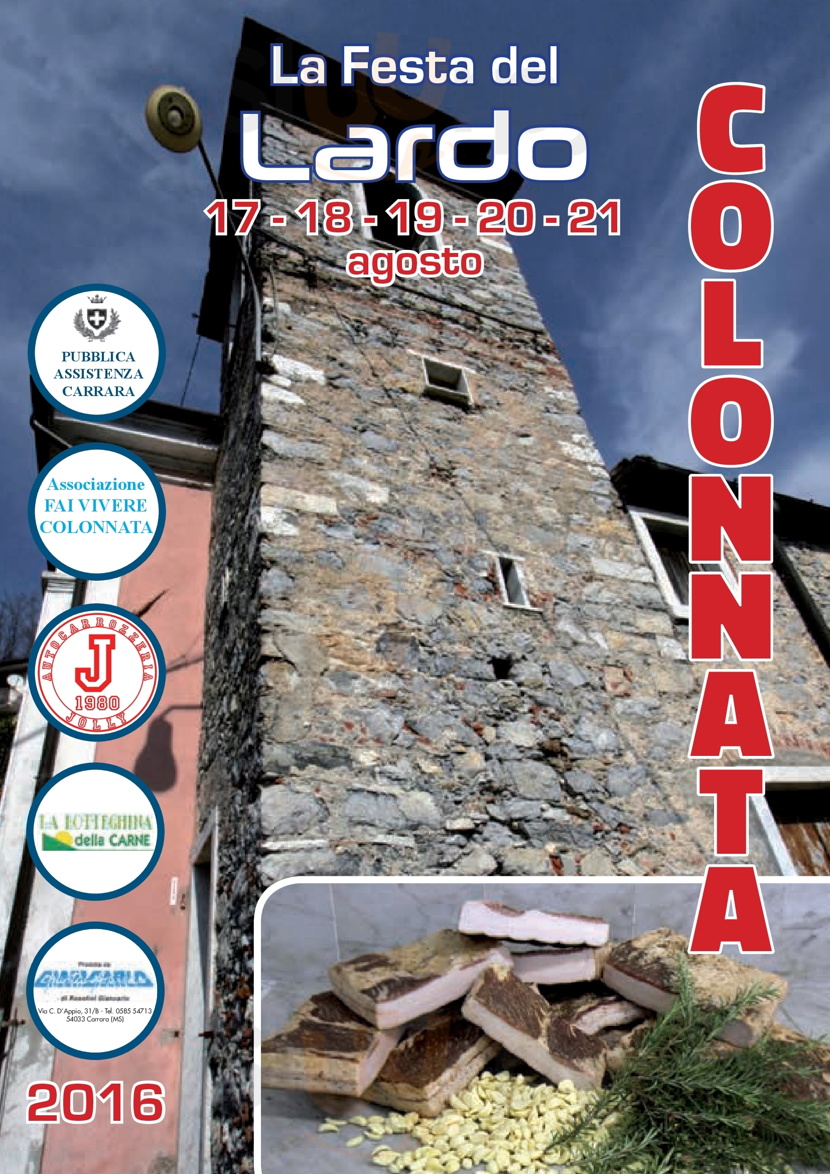 Festa del Lardo di Colonnata Carrara menù 1 pagina