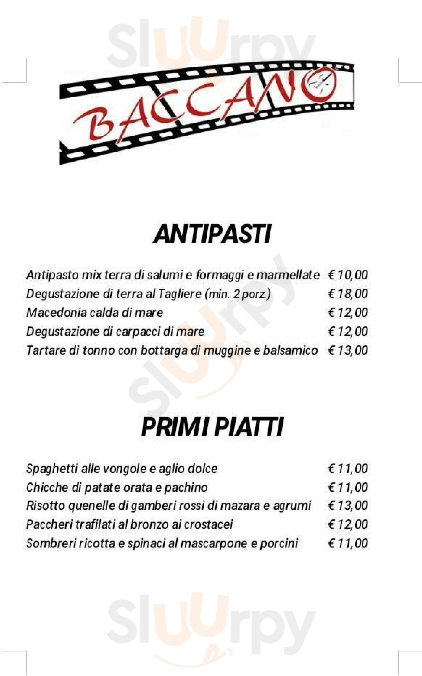 Pizzeria Baccano a Marilia Livorno menù 1 pagina