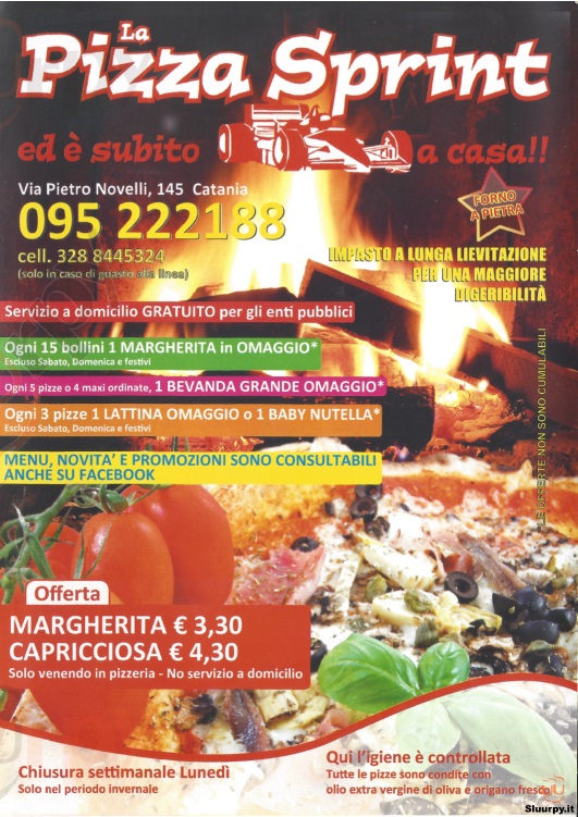 LA PIZZA SPRINT Catania menù 1 pagina