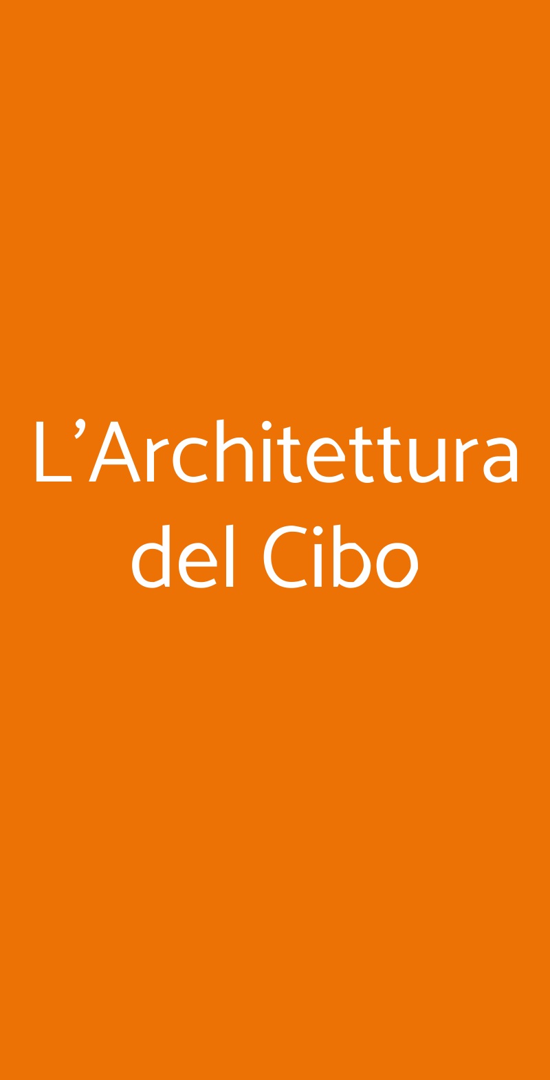 L'Architettura del Cibo Firenze menù 1 pagina