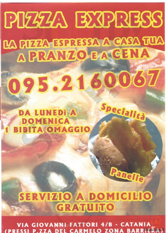 PIZZA EXPRESS Catania menù 1 pagina